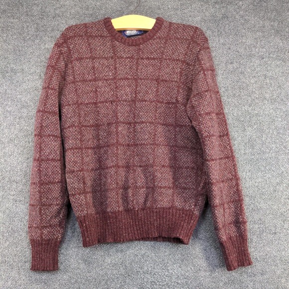 Knights Bridge Women's Pullover Knit Sweater Red Check Medium Crew Neck Vintage - Picture 2 of 12